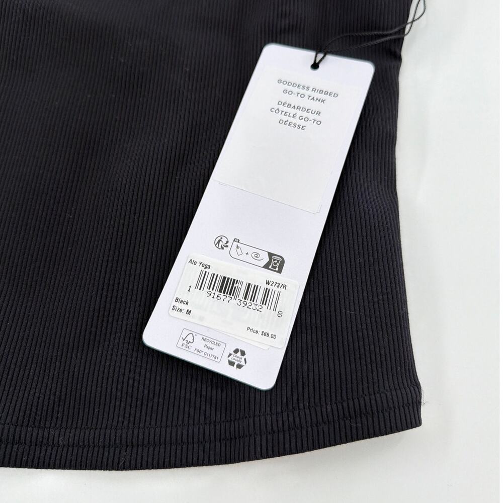 Alo Yoga Black Goddess Ribbed Go-To Tank Top Size M - Picture 5 of 9